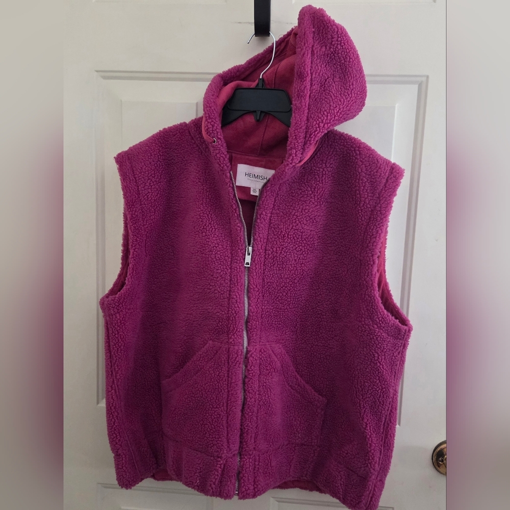 Heimish Magenta Sherpa Hooded Vest Size 3XL